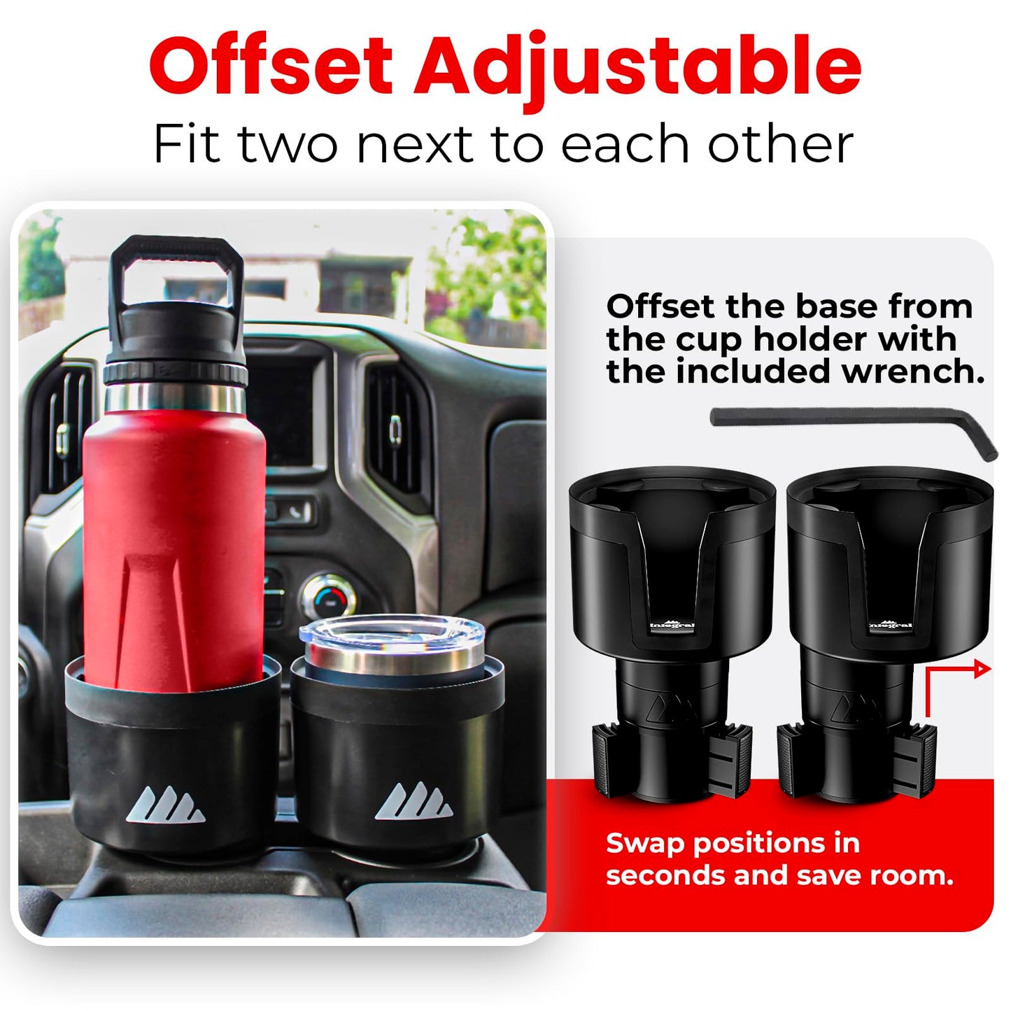 Integral Adjustable Car Cup Holder Expander